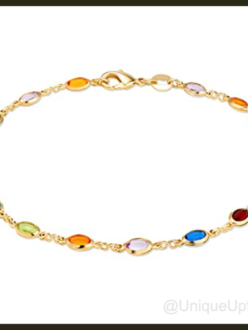 18K Gold Plated Baguette Crystal Anklet 10 Inch Tarnish Free Waterproof